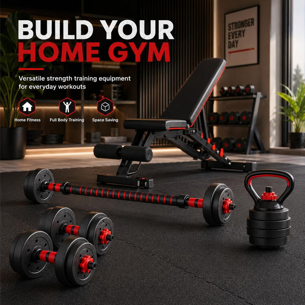 6-in-1 Adjustable Dumbbell, Barbell & Kettlebell Set