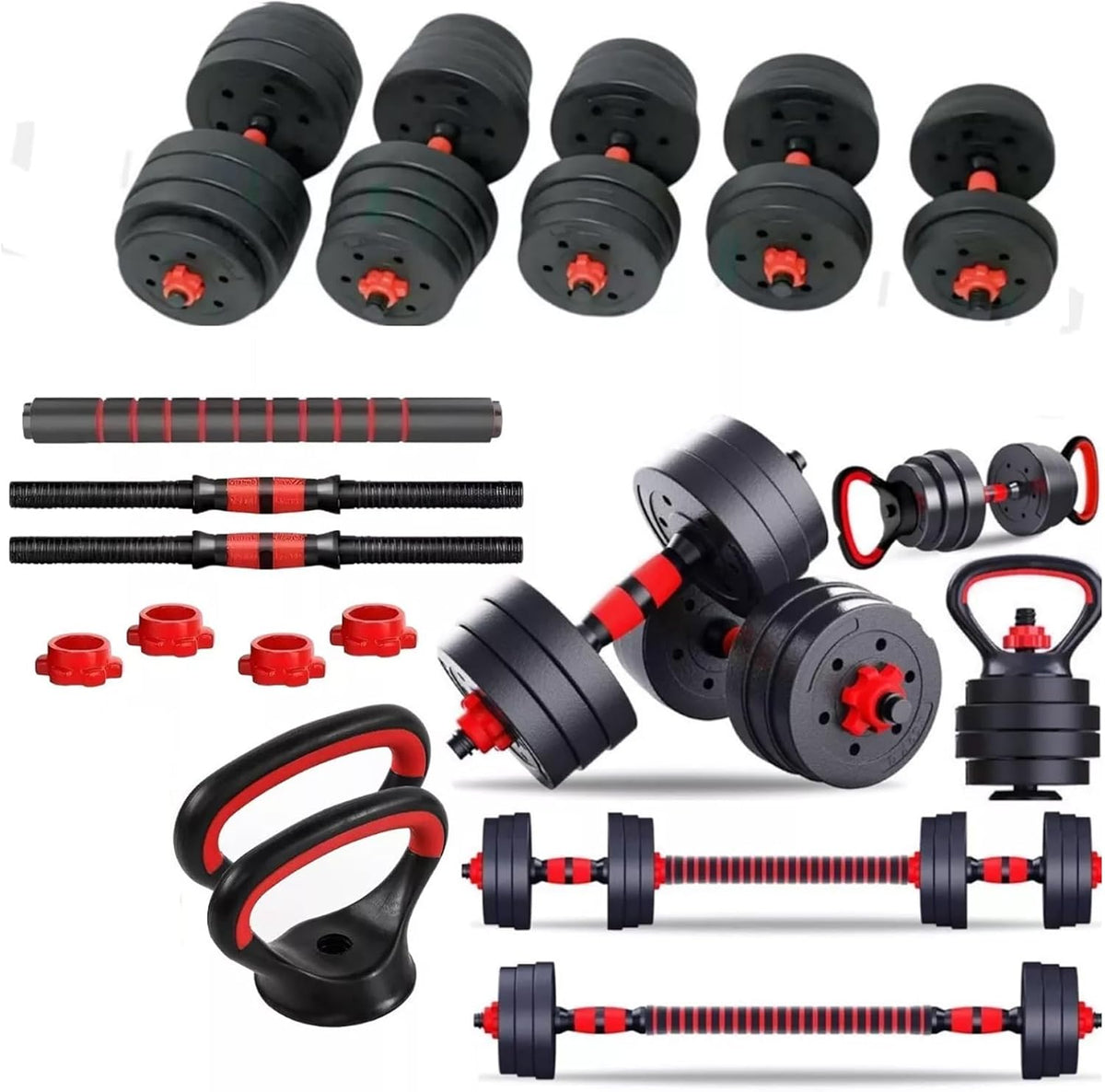 6-in-1 Adjustable Dumbbell, Barbell & Kettlebell Set
