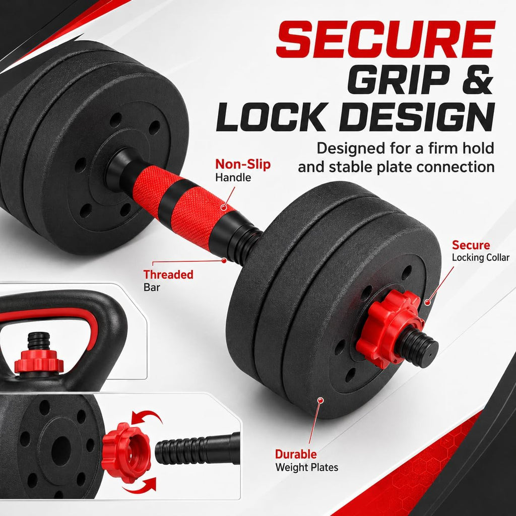 6-in-1 Adjustable Dumbbell, Barbell & Kettlebell Set