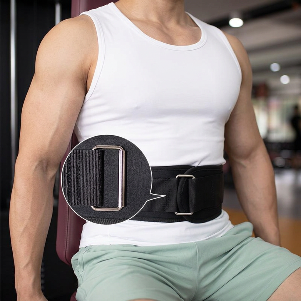 Lifting belt photo with a male model