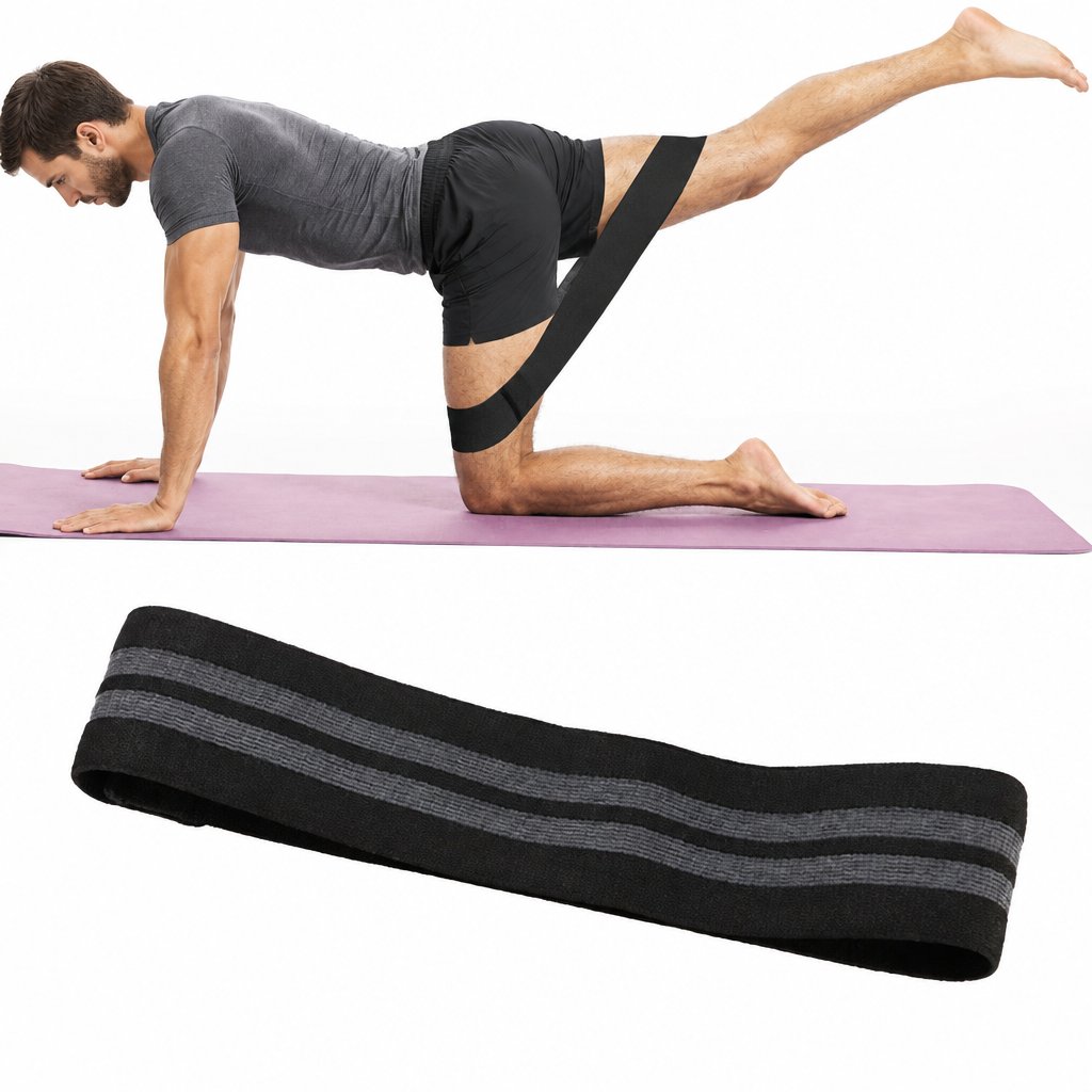 Man demonstrating the hip resistance band