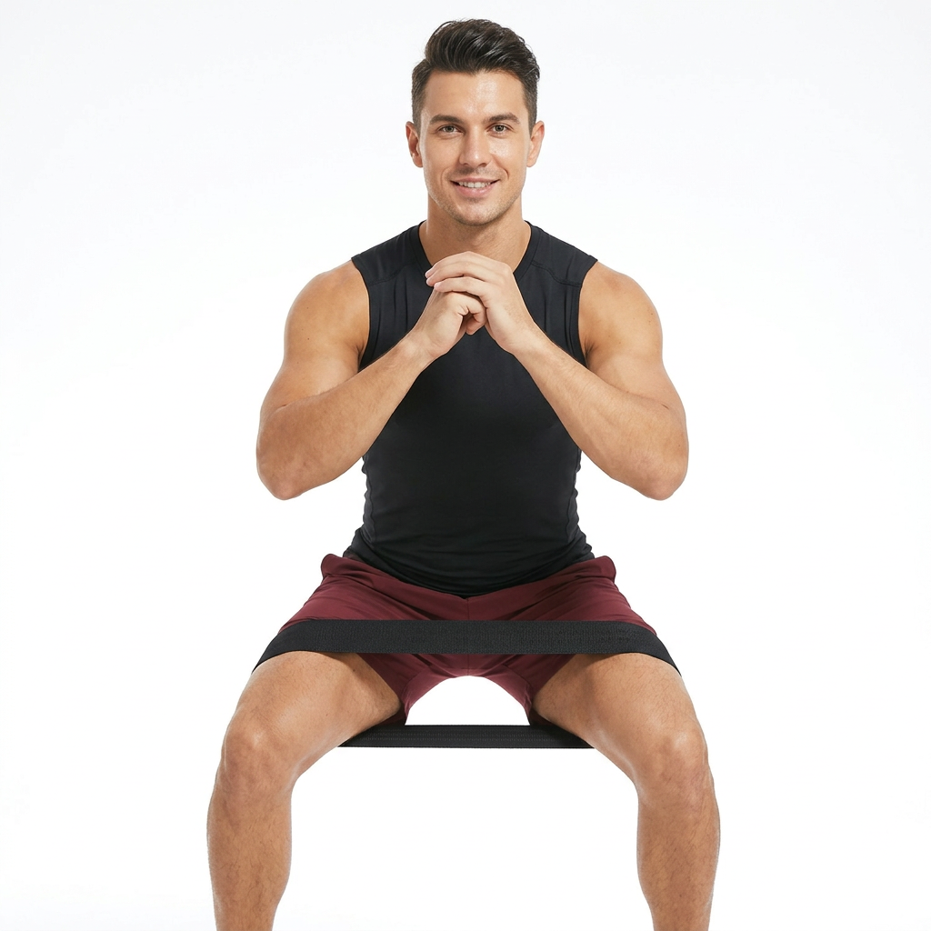 Man performing a front-facing squat