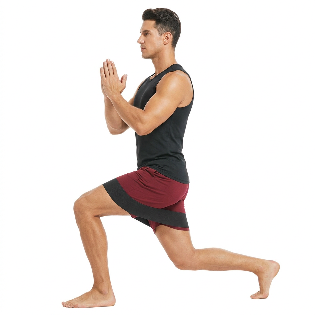 Man performing a resistance band lunge