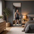 Mirror selfie photo with a darker room