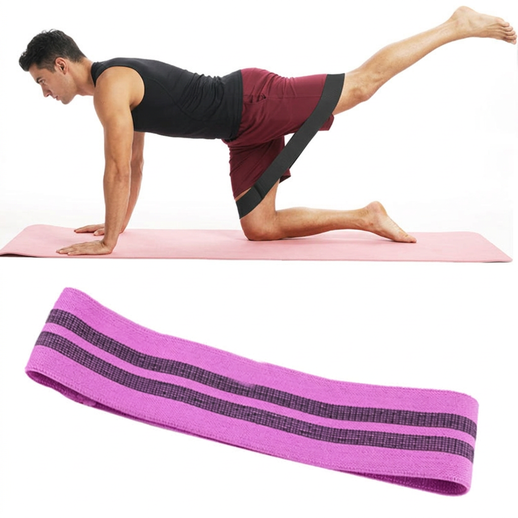 Resistance band collage with a male model