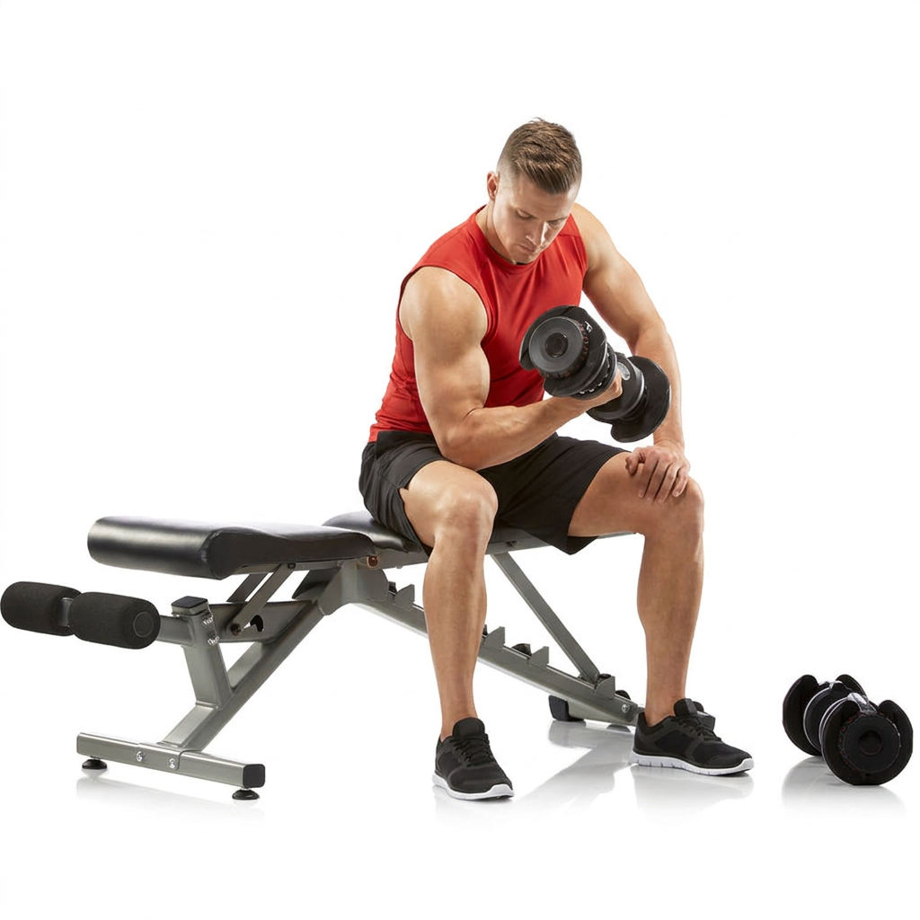 Second photo with a man performing a dumbbell curl